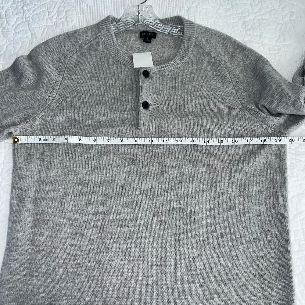 J. Crew Sweater Men Small Sweatshirt Wool Gray Pullover Preppy Crewneck Button E
